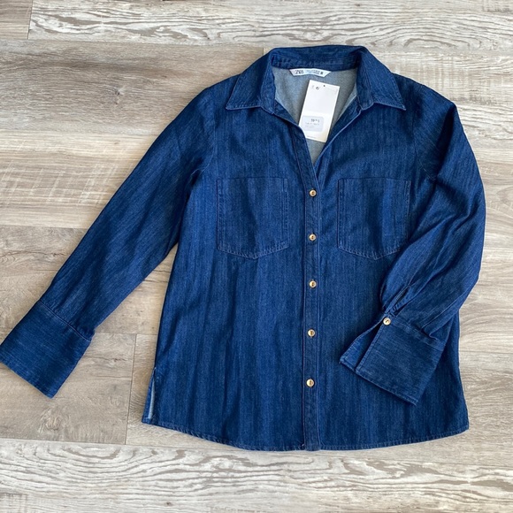 Zara Long Sleeve Denim Shirt - Picture 1 of 4